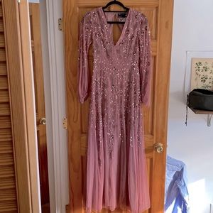 Beaded, mauve formal dress
